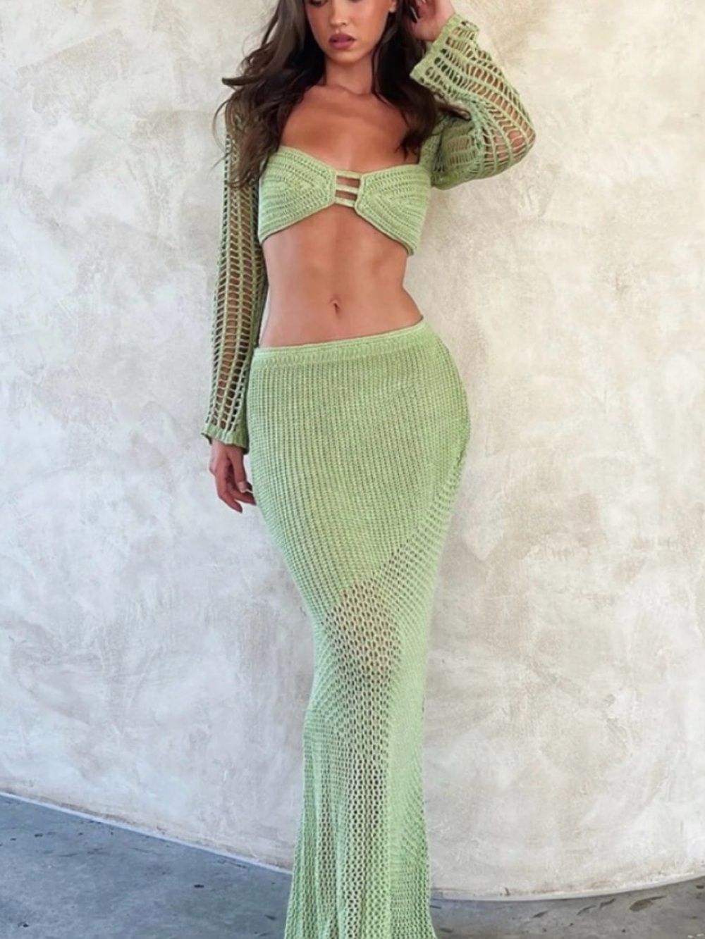 Tiger Mist Green Crochet Set - Women Sets